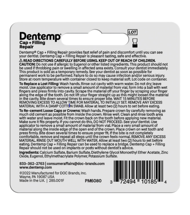 DenTek Temporary Dental Cement Tooth Filling Lost Fillings Repair